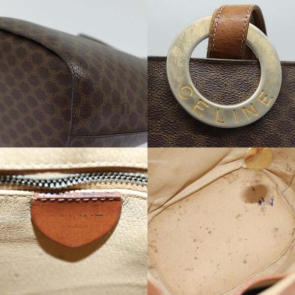 CELINE Macadam Canvas Shoulder Bag Pvc Leather Brown Gold - Picture 11 of 13